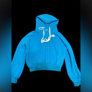 Cider Sz S Cropped Drawstring Hoodie Teal Long Sleeves